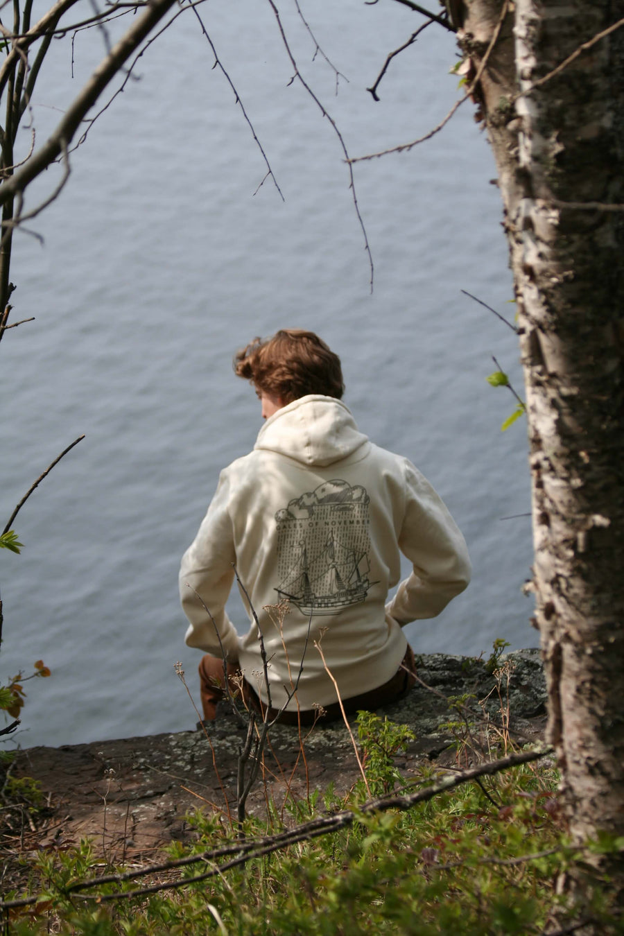 White Organic Sweatshirt for Water Conservation at Tettiguche Park